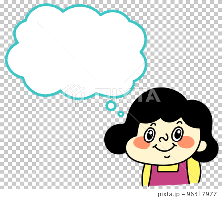 一個微笑的滑稽女性角色的講話泡泡插圖素材 96317977
