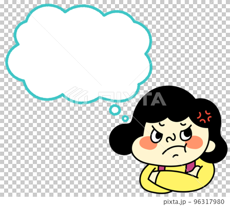 Speech bubble Illustration material of a comical female character who is frustrated and angry 96317980