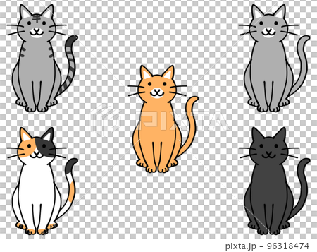 色んな猫たちのイラスト素材セット 96318474