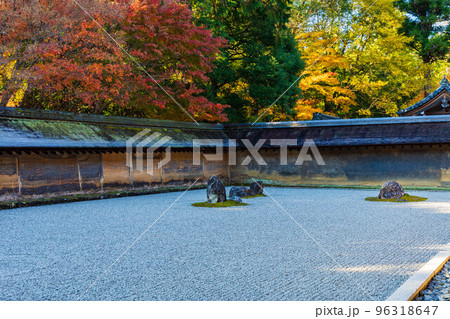 古都京都の秋 世界遺産 紅葉の龍安寺 石庭 古都京都の秋 世界遺産 紅葉の龍安寺 石庭 96318647
