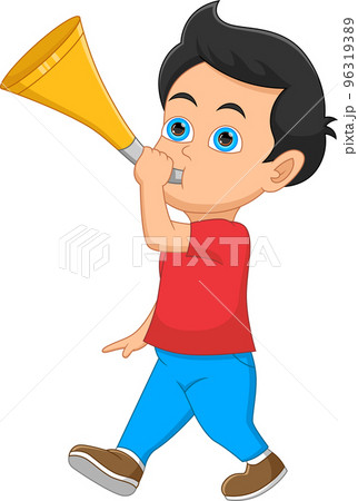 boy playing trumpet on white background - Stock Illustration [86990180] -  PIXTA