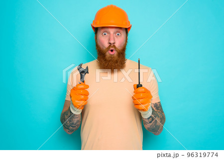 Incompetent worker is afraid and worried about his work 96319774