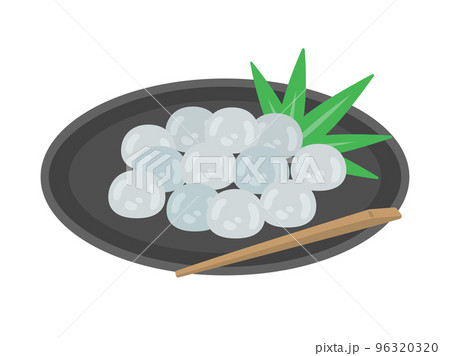 お皿に盛り付けた、わらび餅のイラスト 96320320