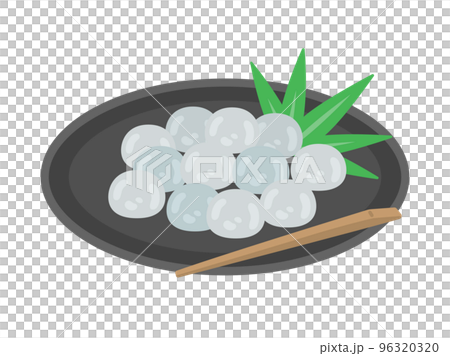 お皿に盛り付けた、わらび餅のイラスト 96320320