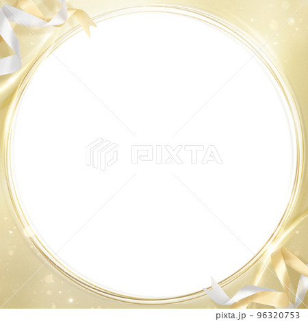 リボンをあしらった金色のフレーム素材 96320753