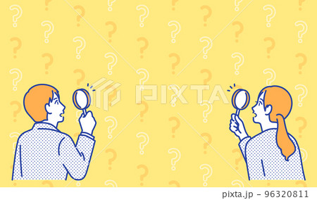 虫眼鏡を覗く若いビジネスパーソンのシンプルなベクターイラスト素材 虫眼鏡を覗く若いビジネスパーソンのシンプルなベクターイラスト素材 96320811