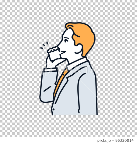 一個商人在智能手機上交談的簡單矢量插圖素材 96320814