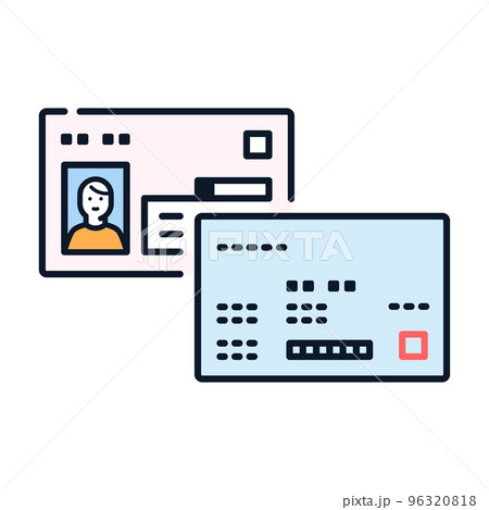 健康保険証とマイナンバーカードのシンプルなアイコン 96320818
