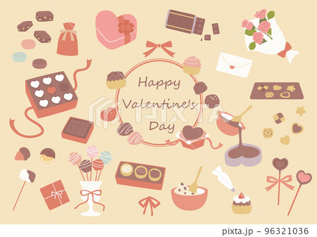 バレンタインデーのチョコレートイラストセット 96321036