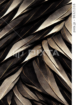 Hand drawn abstract decorative plant leaves pattern. Collage contemporary print with sepia plant leaves pattern, trendy wallpaper, decorative foliage. Artistic vertical template for design. 96321316