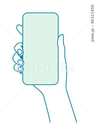 スマートフォンを持っている手のイラスト / スマホ画面内デザインスペース 96321400