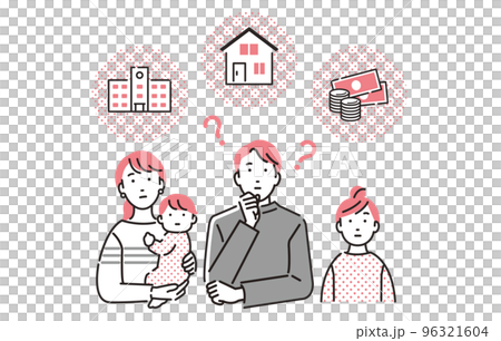 Family thinking about mortgage, education expenses, household budget 96321604