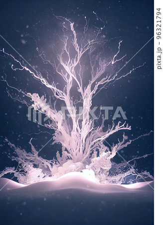 Hand drawn frozen icy tree pattern. Collage...のイラスト素材 [96321794] - PIXTA