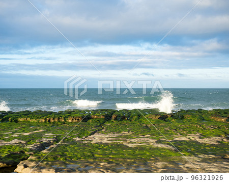 LaoMei green rock troughs /The green Reef in cloudy in New Taipei City,Taiwan. 96321926