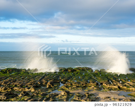 LaoMei green rock troughs /The green Reef in cloudy in New Taipei City,Taiwan. 96321929