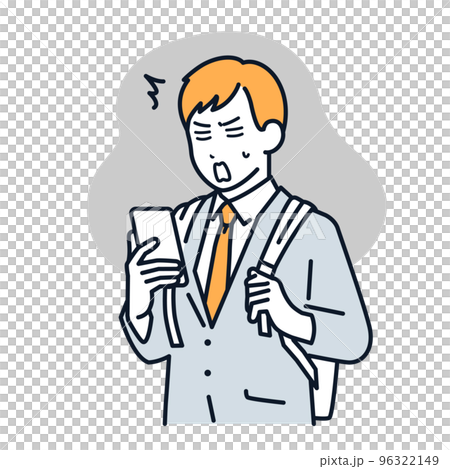 Simple vector illustration material of a businessman who is shocked to see a smartphone 96322149