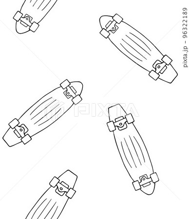Vector seamless pattern of cruiser skateboard 96322189