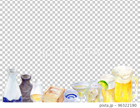 Sake set watercolor illustration 96322190