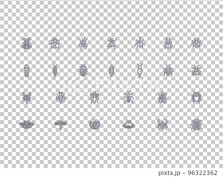 Mini insect illustration icon set color shadow blue 96322362