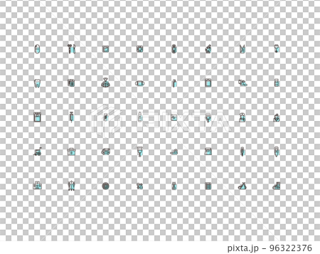 Mini medical illustration icon set outline light blue 96322376