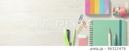 カラフルなステーショナリーによる背景テクスチャー 96322478