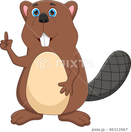 cute beaver cartoon on white background 96322667