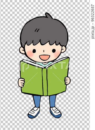 拿著課本的男孩插畫 拿著課本的男孩插畫 96322687