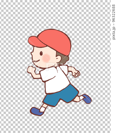 穿著體操服跑步的男孩插畫 穿著體操服跑步的男孩插畫 96322688