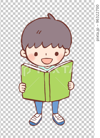 Illustration of a boy holding a textbook 96322700
