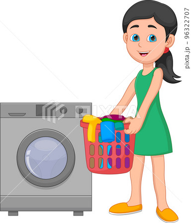 washing clothes cartoon
