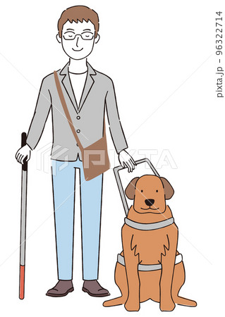 盲導犬を連れた目に障害のある男性　理解と配慮の社会 96322714