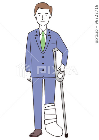 怪我をした松葉杖のスーツの男性 理解と配慮の社会 怪我をした松葉杖のスーツの男性 理解と配慮の社会 96322716