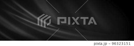 ドレープのあるシルクの黒い布の背景テクスチャー 96323151