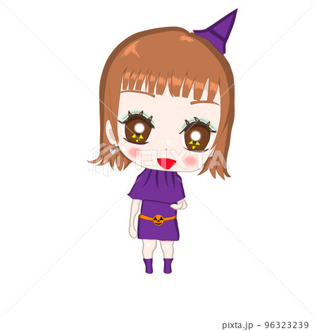 ハロウィン仮装をした女の子（デフォルメ・二頭身） 96323239