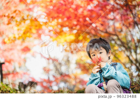紅葉狩りを楽しむ子ども 紅葉狩りを楽しむ子ども 96323488