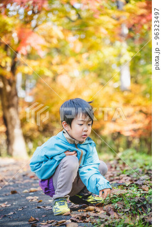 紅葉狩りを楽しむ子ども 紅葉狩りを楽しむ子ども 96323497