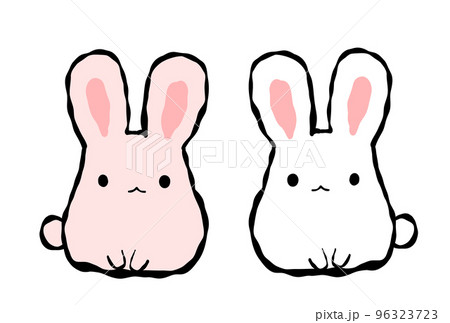 二匹のもちふわうさぎセットのイラスト素材 [96323723] - PIXTA