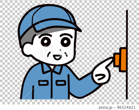 ボタンを押している作業服の中年男性 96324821