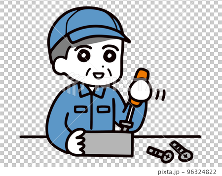 組み立てている作業服の中年男性 96324822