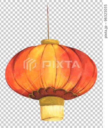 Traditional Chinese lantern. Watercolor illustration. 96325035