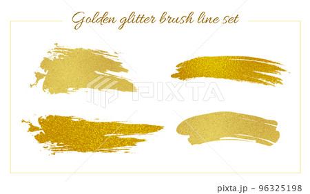 金色のラメで描いたブラシの線セット(ベクターイラスト) 金色のラメで描いたブラシの線セット(ベクターイラスト) 96325198