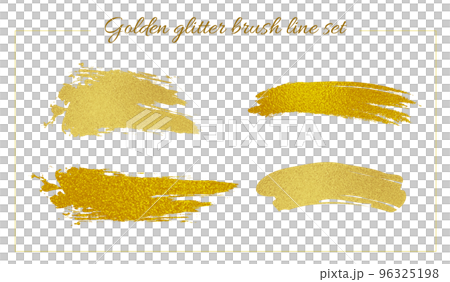 金色のラメで描いたブラシの線セット(ベクターイラスト) 金色のラメで描いたブラシの線セット(ベクターイラスト) 96325198