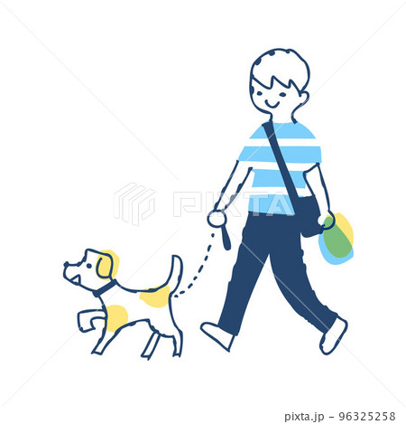 犬の散歩をしている男の子 96325258