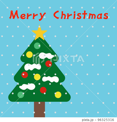 シンプルなクリスマスツリーと雪 メリークリスマス 1:1のイラスト素材