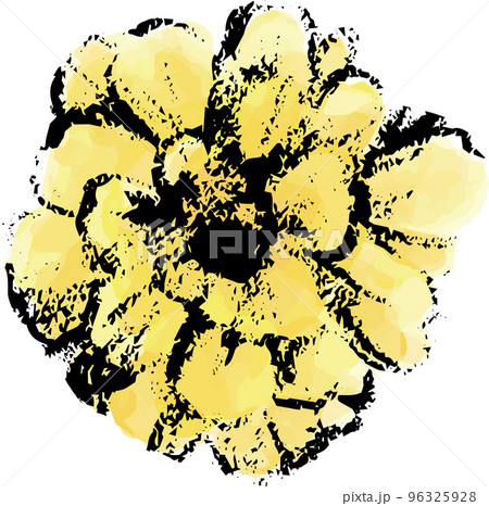 版画タッチのマリーゴールドの花のイラスト素材 96325928