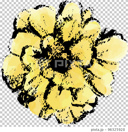 版画タッチのマリーゴールドの花のイラスト素材 96325928
