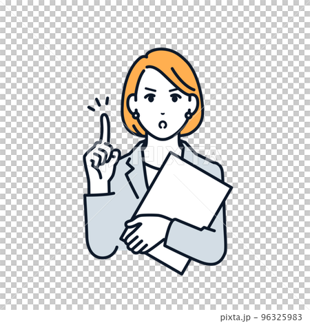 忠告するスーツの女性のシンプルなベクターイラスト素材 96325983