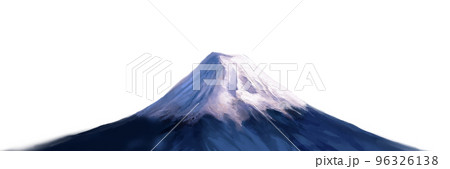 シンプルで美しい日本の富士山の風景画ワイドサイズイラストと白背景 96326138