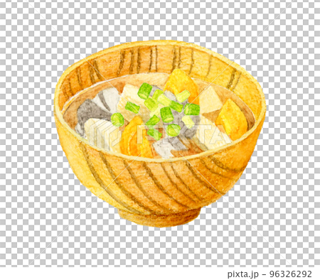 豚汁(具だくさん味噌汁) 和食の手描き水彩イラスト素材 豚汁(具だくさん味噌汁) 和食の手描き水彩イラスト素材 96326292