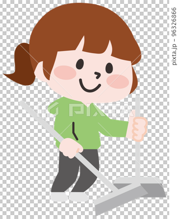 女人掃地的插圖 96326866